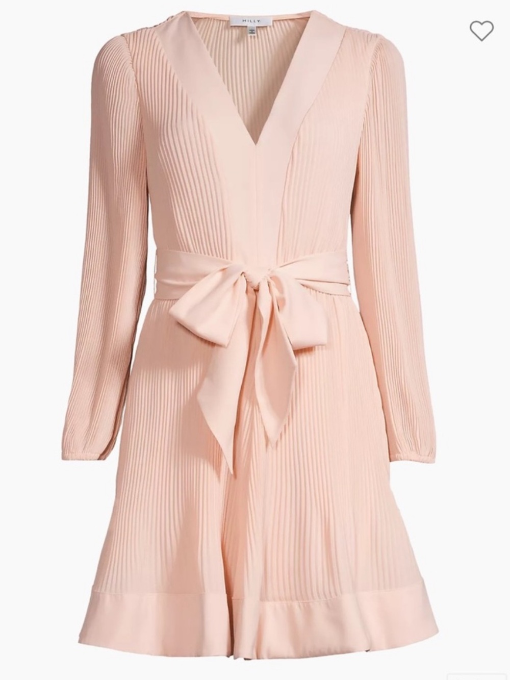 Milly Liv Pleated Belted Mini Dress Peach 12